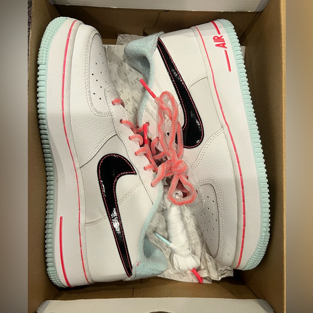 Nike White and Black Air Force 1 Sneakers